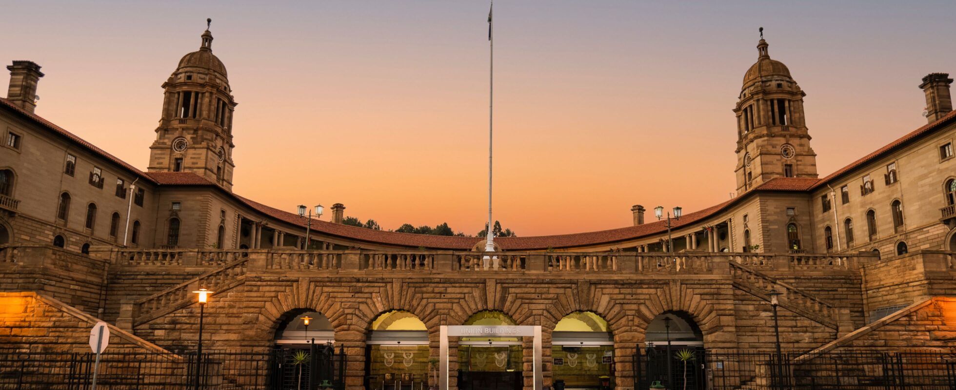 Solnedgang over Union Buildings i Tshwane (Pretoria)