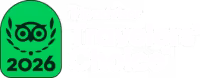 Tripadvisor TC Badge + Travelers’ Choice Left Aligned White - L logo